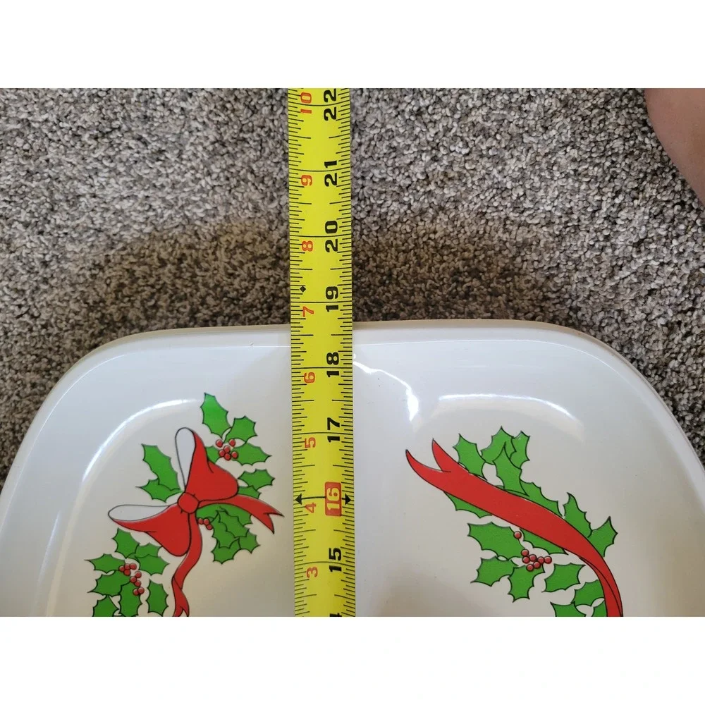Vtg 1980s Christmas Country Geese Family Divided Serving Tray  Plastic Platter